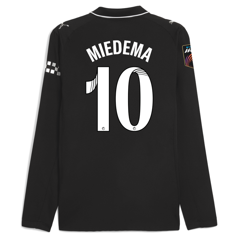 Man City Away Authentic Jersey 2025/26 Long Sleeve With MIEDEMA 10 Printing negro - talla M de poliéster para hombres  - Tienda oficial Manchester City FC